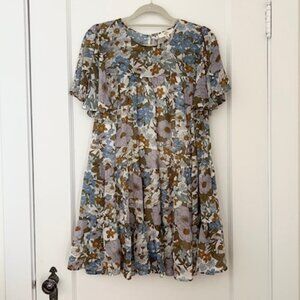 Adorable Fall Floral Baby Doll Mini Dress by Entro, Size Small, New